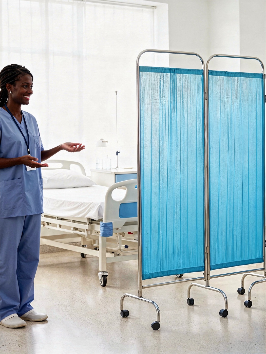 Four-Fold Screen on Anti-Static Castors variant