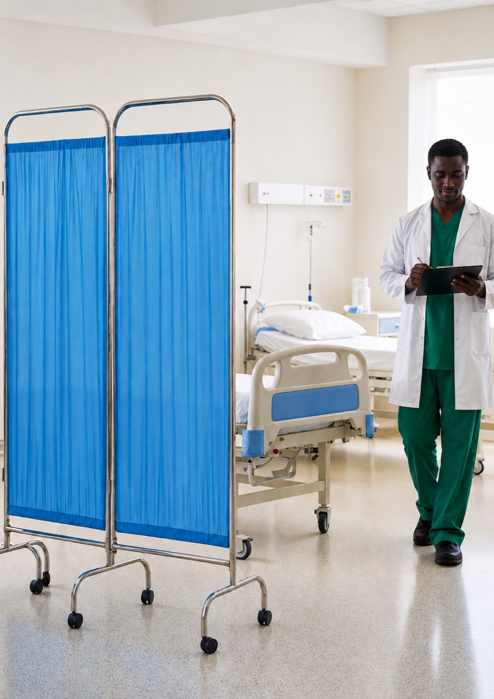 Four-Fold Screen on Anti-Static Castors